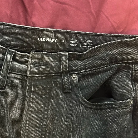 Extra High Rise Straight Leg Black Ripped Jeans - Picture 4 of 5